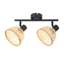Edit Rattan 2 Light Ceiling Spotlight Bar - Matt Black -LumiCraft Sales Store 407216 02