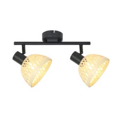 Edit Rattan 2 Light Ceiling Spotlight Bar - Matt Black -LumiCraft Sales Store 407216 03