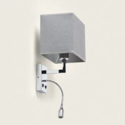 Edit Hotel Wall Light With LED Reading Light - Grey -LumiCraft Sales Store 42927 007