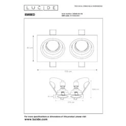 Lucide Embed Deep Recessed Round Adjustable Twin Downlight - Black -LumiCraft Sales Store 61400 DIA