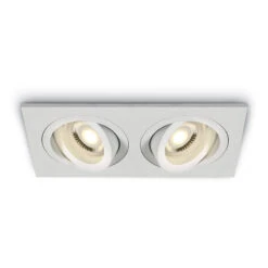 Bay Rectangle Adjustable Twin Downlight - White