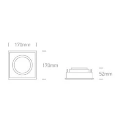 Cosmic Square AR111 GU10 Recessed Fixed Downlight - Black -LumiCraft Sales Store 62959 Dia