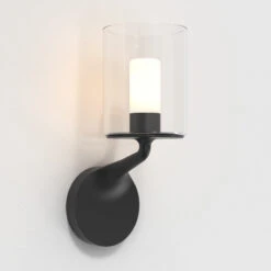 Astro Elena Bathroom Wall Light - Matt Black & Glass