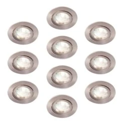 Robus Fire Rated Adjustable Downlight - Brushed Chrome - Pack Of 10