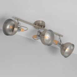 Edit Emer 3 Light Spotlight Bar With Wood Detail- Silver