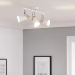 Edit Mara 3 Light Adjustable Spotlight Bar With Wood Detail - White -LumiCraft Sales Store E1024 003