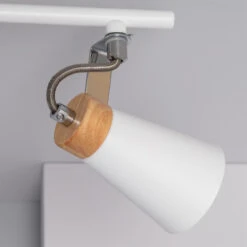 Edit Mara 3 Light Adjustable Spotlight Bar With Wood Detail - White -LumiCraft Sales Store E1024 005