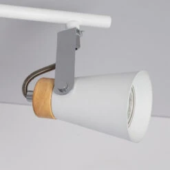 Edit Mara 3 Light Adjustable Spotlight Bar With Wood Detail - White -LumiCraft Sales Store E1024 006
