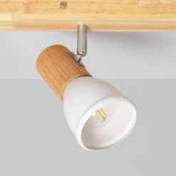 Edit Tautau 4 Light Ceiling Spotlight Bar - White & Wood -LumiCraft Sales Store E1043 01