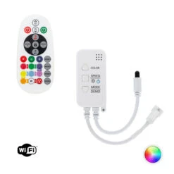 Digital RGBIC SPI 12-24V DC LED Strip WiFi Controller With IR Remote Control