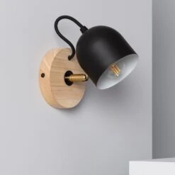 Edit Acalado Wall Light - Black & Wood