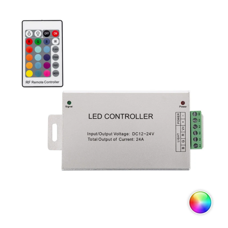 LED Strip Controller RGB 12/24V DC 24A With High Power RF Remote 3 LED Strip Controller RGB 12/24V DC 24A With High Power RF Remote