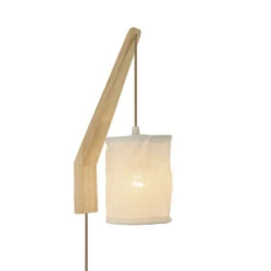 Edit Kanzu Wall Light With Plug - White & Wood -LumiCraft Sales Store E1391 52