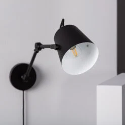 Edit Kylie Wall Light With Plug - Black -LumiCraft Sales Store E1406 09