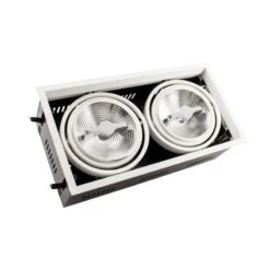 Rectangular 30W Warm White Twin CREE-COB LED Adjustable Downlight Cutout 315x155mm - Black & White