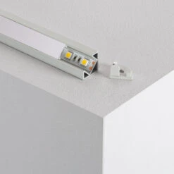 1m Aluminum Corner Profile For LED Strips Up To 10mm Wide With Translucent Cover