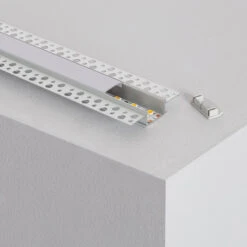 2M Integrated Plaster/Plasterboard Aluminium Profile With Translucent Cover For Double LED Strips Up To 20mm