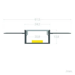 2M Integrated Plaster/Plasterboard Aluminium Profile With Translucent Cover For Double LED Strips Up To 20mm -LumiCraft Sales Store E28729 06