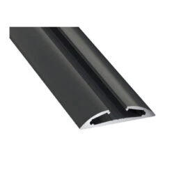 2M Black Semi-circular Aluminium Surface Profile With Translucide Cover For Double LED Strips Up To 12mm