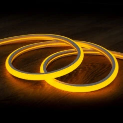 5m Kit Yellow Dimmable 220V AC Semicircular LED Neon Strip 120LED/m IP67 Cut At Every 100cm