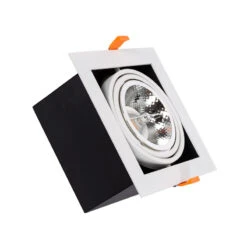 Square Adjustable Downlight Kardan Cutout 165x165mm With 15W Cool White AR111 LED Bulb - Black & White