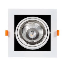 Square Adjustable Downlight Kardan Cutout 165x165mm With 15W Cool White AR111 LED Bulb - Black & White -LumiCraft Sales Store E36435 03
