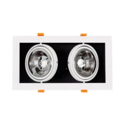 Rectangular Double Adjustable Downlight Kardan Cutout 325x165mm With Two 30W Warm White AR111 LED Bulb - Black & White -LumiCraft Sales Store E36440 03