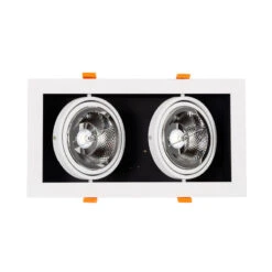 Rectangular Double Adjustable Downlight Kardan Cutout 325x165mm With Two 30W Warm White AR111 LED Bulb - Black & White -LumiCraft Sales Store E36440 04