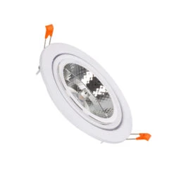 Round Adjustable Downlight Cutout 120mm With 15W Warm White AR111 LED Bulb - White