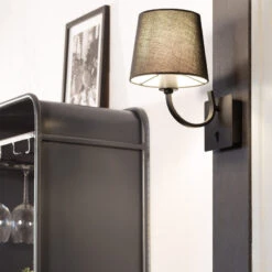 Edit Kuombi Metal Wall Light With Fabric Shade - Black -LumiCraft Sales Store E3813 003