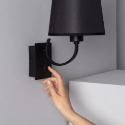 Edit Kuombi Metal Wall Light With Fabric Shade - Black -LumiCraft Sales Store E3813 008