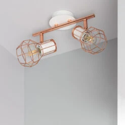 Edit Lada 2 Light Adjustable Ceiling Spotlight Bar - Rose Gold