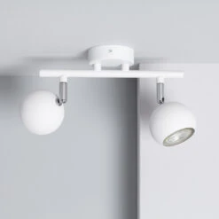 Edit Ates 2 Light Adjustable Ceiling Spotlight Bar - White -LumiCraft Sales Store E3920 007