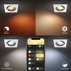 Square 6W White Colour LED Downlight Centura PHILIPS Hue 7 Square 6W White Colour LED Downlight Centura PHILIPS Hue -LumiCraft Sales Store E3960 003