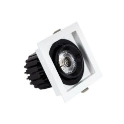Square Expert Colour 7W Warm White COB LED Adjustable Downlight Cutout 82x82mm - Black & White
