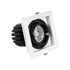 Square Expert Colour 12W Warm White COB LED Adjustable Downlight Cutout 100x100mm - Black & White