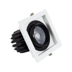 Square Expert Colour 18W Warm White COB LED Adjustable Downlight Cutout 125x125mm - Black & White