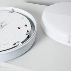 Round 24W Hublot Outdoor LED Bulkhead With Non Permanent Emergency Light IP65 - White -LumiCraft Sales Store E4709 005